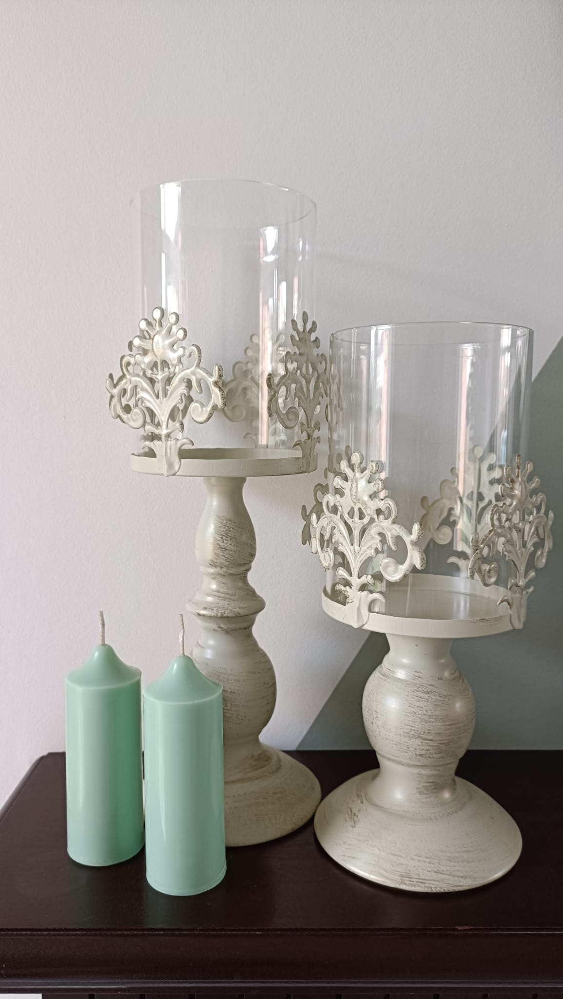 Peppermint Green Soy Wax Church Pillar Candles - Unscented, Set of 2 (3 Various Sizes)