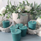 9cl Votive Soy Wax Candles - Unscented, Pack of 6 - Teal Green