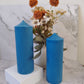 Blue Soy Wax Church Pillar Candles - Unscented, Set of 2 (4 Sizes)