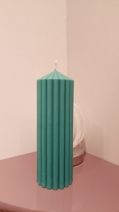 20cm Soy Wax Ribbed Church Pillar Candles - Unscented ( in 4 Colours)