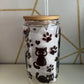 Cute Cat Hlass Tumbler With Bamboo Lid And Straw