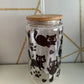 Cute Cat Hlass Tumbler With Bamboo Lid And Straw