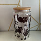 Cute Cat Hlass Tumbler With Bamboo Lid And Straw