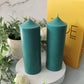 Teal Green Soy Wax Church Pillar Candles - Unscented, Set of 2 (4 Sizes)