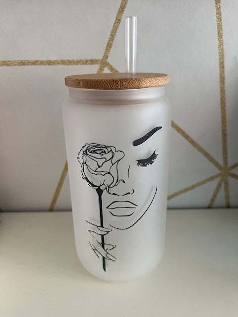 Lady with Rose Glass Tumbler