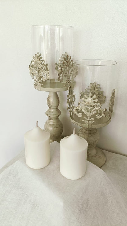 Chunky Ivory Soy Wax Church Pillar Candles - Unscented, Set of 2 (2 Sizes)