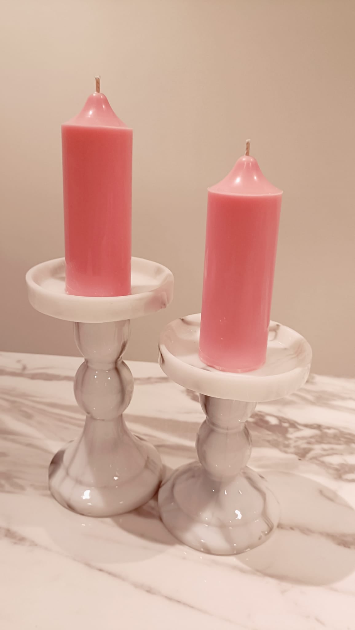 Pink Soy Wax Church Pillar Candles - Unscented, Set of 2 (3 Sizes)