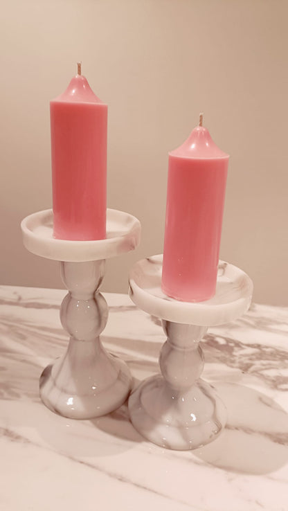 Pink Soy Wax Church Pillar Candles - Unscented, Set of 2 (3 Sizes)