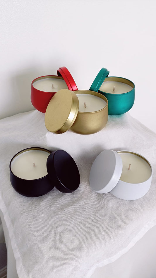 4oz Round Tin Soy Wax Candles Unscented, Hand Poured