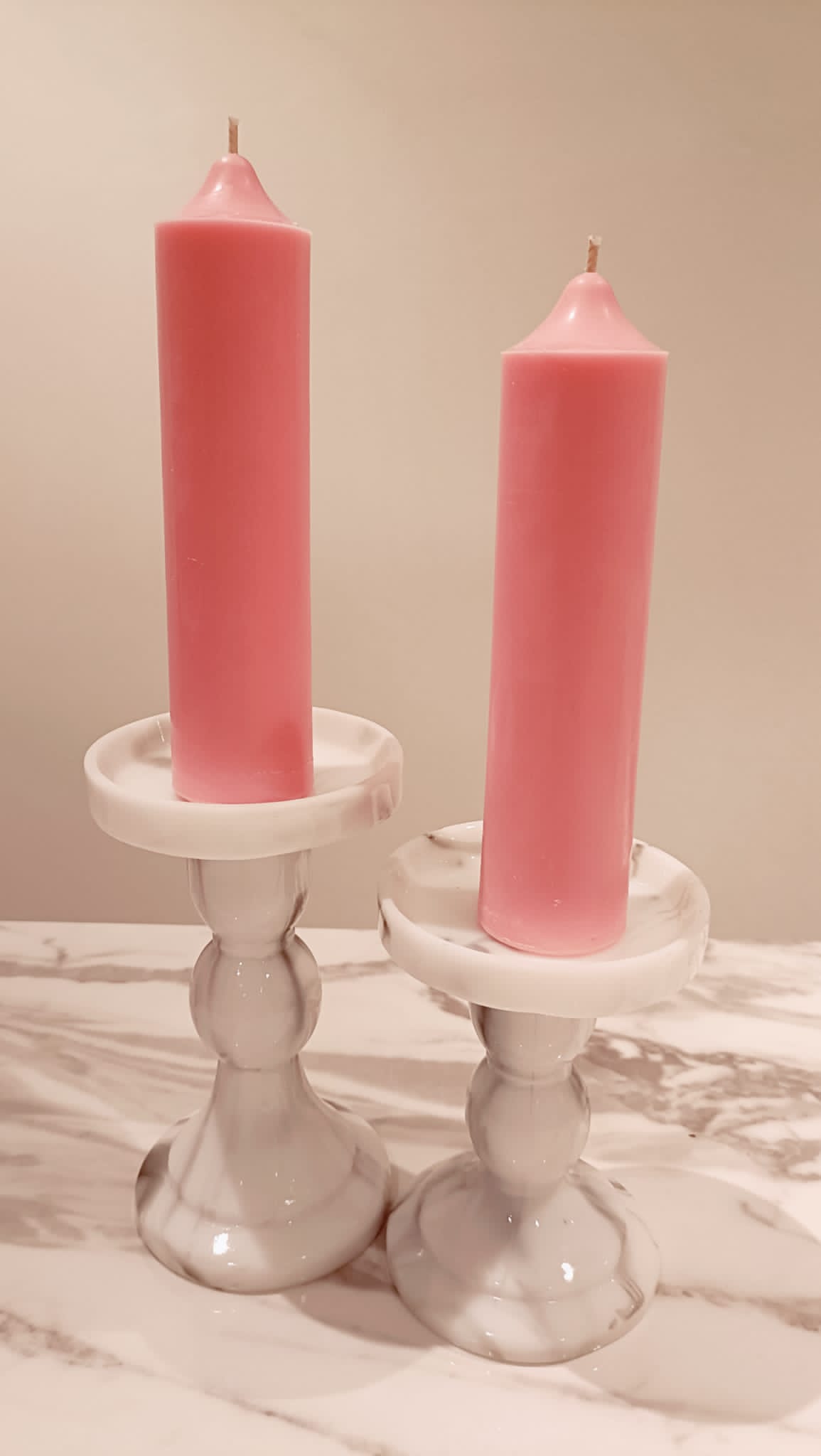 Pink Soy Wax Church Pillar Candles - Unscented, Set of 2 (3 Sizes)
